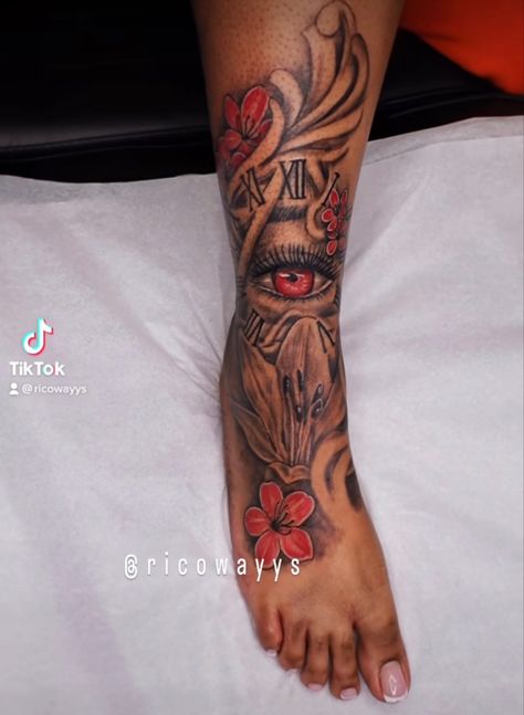 Feminine Leg Sleeve Tattoo, Sleeve Tattoos Arm, Hand Tattoos Sleeve, Tattoo Ideas Female Foot, Lower Leg Tattoos Women, Small Tattoos Butterfly, Leg Sleeves For Females, Women Leg Tattoo, Female Hand Tattoo