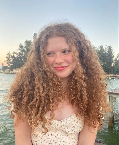 Strawberry Blonde Curly Hair, Curly Blonde Girl, Strawberry Blonde Curly, Strawberry Blonde Hairstyles, Blonde Hair Models, 3c Curly Hair, 3c Hair, Highlights Curly Hair, Cute Hair Colors