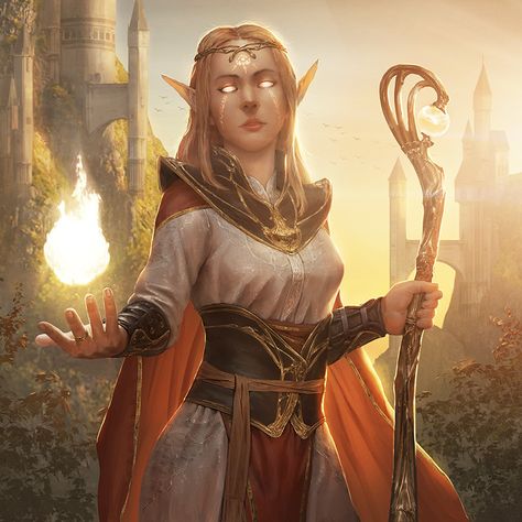 ArtStation - Elf Sorcerer, Ameen Naksewee Elf Sorcerer, Female Elf, Heroic Fantasy, Wood Elf, High Elf, Dungeons And Dragons Characters, Wow Art, Fantasy Inspiration, Medieval Fantasy