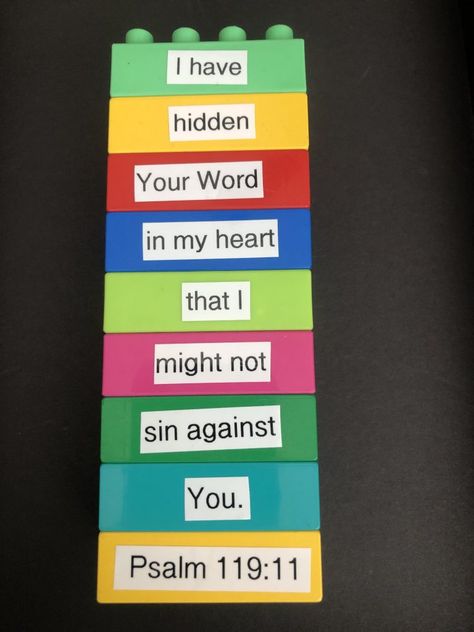 Lego Memory Verses – Kids Bible Class Ideas Memory Verse Teaching Ideas, Bible Verse Games For Kids, Bible Verse Memorization For Kids, Bible Class Ideas For Kids, Bible Verse Crafts For Kids, Memory Verse Games For Kids, Bible Verse Games, Lego Bible, Bible Verse Crafts