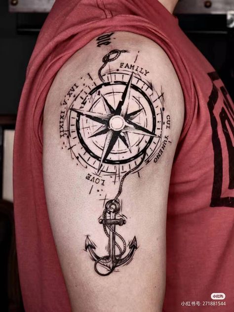 True North Tattoo, Compass Tattoo Men, Compass Rose Tattoo, Anker Tattoo, Pirate Tattoo, Compass Tattoo Design, Inkbox Tattoo, Anchor Tattoos, Cool Forearm Tattoos