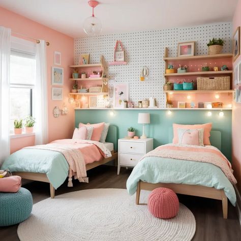 36 Creative Small Bedroom Ideas for Two Sisters to Share with Style Shared Room Makeover, Corner Twin Bed Ideas, Toddler Girl Shared Bedroom, Twin Bed Girls Room, Sisters Bedroom Ideas Shared Rooms, Sister Bedroom Ideas Shared Rooms, Small Bedroom For Two, Bedroom Ideas For Two Sisters, 2 Girls Room