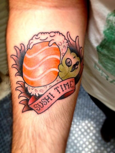 Wasabi Tattoo, Sushi Tattoo Ideas, Sushi Roll Tattoo, Sushi Chef Tattoo, Sushi Tattoo Cute, Thigh Tat, Fake Skin, Food Tattoos, Sushi Time