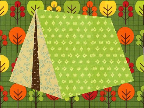 Free pattern: Camping Tent Quilt Block Camper Quilt, Camping Quilt, Appliqué Patterns, House Quilt Block, Paper Pieced Quilt, House Quilts, Quilt Block Pattern, Free Camping, Paper Piecing Quilts