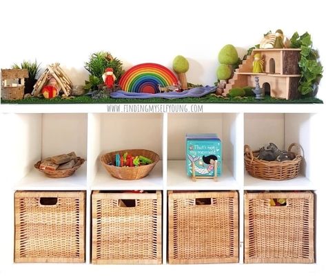 Ikea Playroom Storage, Ikea Playroom Ideas, Montessori Toy Storage, Ikea Storage Cubes, Playroom Essentials, Toy Storage Shelves, Sensory Bin Play, Ikea Toy Storage, Ikea Playroom