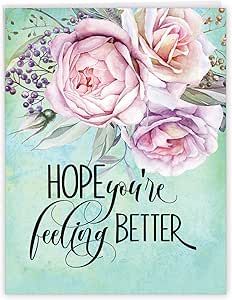 NobleWorks - Jumbo Get Well Greeting Card (8.5 x 11 Inch) - Beautiful Feel Better Soon, Group Notecard - Get Well Florals J4214CGWG Hope Youre Feeling Better, Feel Better Soon, Get Well Quotes, Feeling Better, Bed Furniture Design, Bettering Myself, Get Well Cards, Get Well Soon, Office Products