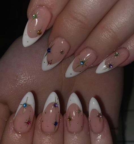 ✨🌟⭐️✨ Can’t beat em #starnails #nailextensions #frenchtip #goldchrome | Instagram Nails Palette, White French Tips, Nails Styles, Trending Nails, Vintage Nails, Sparkle Nails, Gem Nails, White French, French Tips