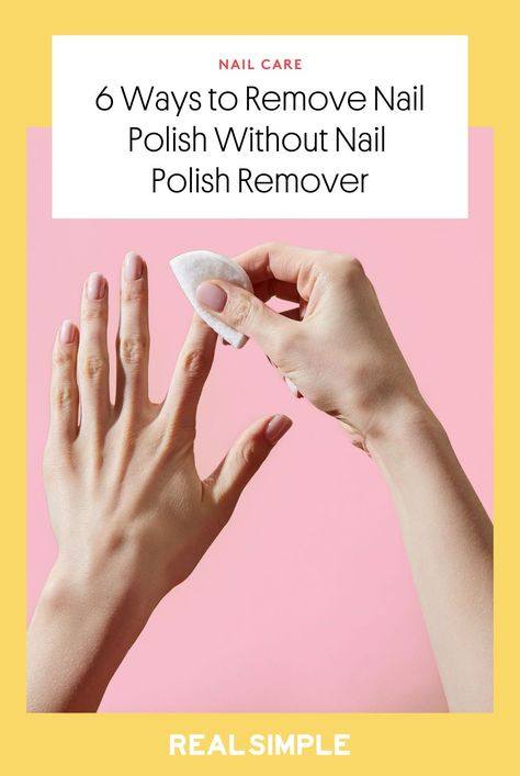 Looking for nail polish remover alternatives? We asked experts how to remove nail polish without nail polish remover using ingredients you probably already have at home. #beauty #nails #nailpolishremover #diy How To Remove Nail Polish With Remover, How To Make Nail Polish Remover, Natural Nail Polish Remover, How To Remove Nail Polish From Nails, How To Remove Nail Polish Without Remover, How To Remove Nail Polish, Homemade Nail Polish Remover, Diy Nail Polish Remover, Toenail Health