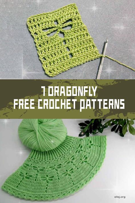 Dragonfly FREE Crochet Patterns - iGOODideas.com Crochet Dragonfly Granny Square Pattern Free, Dragon Fly Crochet Pattern, Dragonfly Crochet Top, Dragonfly Granny Square, Crochet Dragonfly Pattern, Crochet Towel Tops, Crochet Dragonfly, Crochet Security Blanket, Granny Square Pattern Free