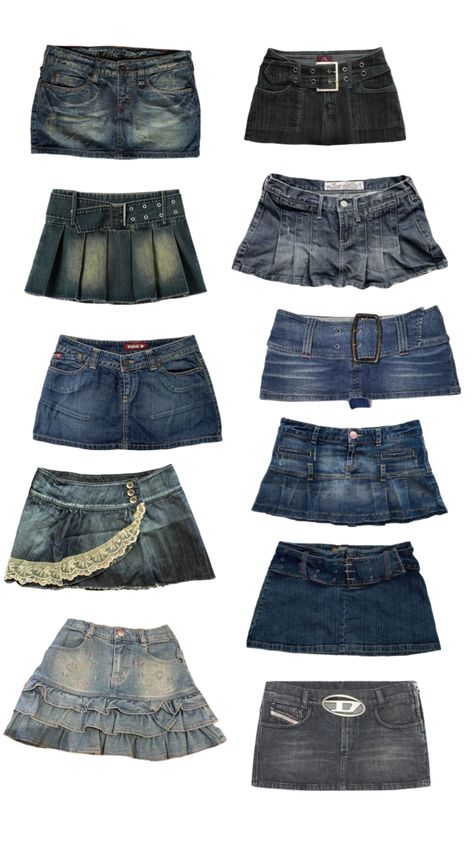 Mini Denim Skirt Outfit, Y2k Mini Skirt Outfit, Denim Mini Skirts, Y2k Mini Skirt, Denim Skirt Outfits, Y2k Denim, Miniskirt Outfits, 2000s Fashion Outfits, Gorgeous Clothes