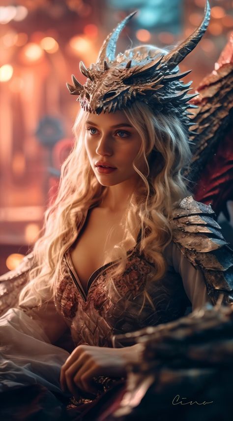 Created by Cino. Follow me for more~ Fantasy Royalty, Valkyrie Norse, Queen Dragon, Queen Character, Cyberpunk Female, Dragon Queen, Anime Show, Silence Is Golden, Targaryen Art