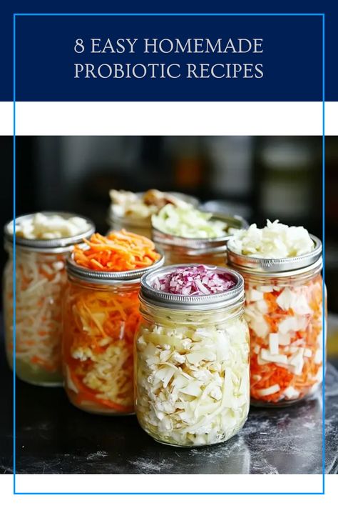 Discover 8 simple and delightful recipes for making your own fermented foods right at home! These gut-friendly probiotics include everything from creamy yogurt to tangy sauerkraut, promoting better digestion and overall health. Learn how to master kombucha brewing or whip up ginger carrots, all while enjoying the process! Fermented foods are not only tasty but also packed with benefits, giving your gut the love it deserves. Start your journey to healthier eating today with these easy recipes! Probiotics Recipes, Homemade Probiotics, Probiotic Recipes, Ginger Carrots, Kombucha Brewing, Fermenting Weights, How To Brew Kombucha, Fermented Milk, Creamy Yogurt