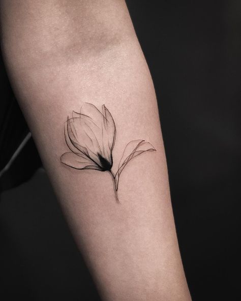 Fineline Tattoo | Jakub Nowicz on Instagram: “x-ray magnolia flower 🌸 I did in 2017 ✨” X Ray Flower Tattoo, X Ray Flower, Magnolia Tattoo, Bicycle Tattoo, Handpoke Tattoo, Spiritual Tattoos, Girly Tattoos, Feather Tattoos, Magnolia Flower