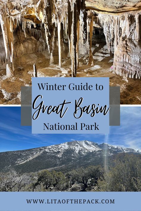 Are you looking for a great park to visit in the winter time? Find a complete guide to visiting Great Basin National Park Nevada in the winter! Learn about driving to wheeler peak, going on a Lehman Cave Tours, and all of the fantastic things to see in this stunning destination. Get all of the details you need to know before you visit here. Great Basin National Park, Great Basin, Cave Tours, Cedar City, Light Pollution, National Parks Usa, Alpine Lake, National Parks Trip, Us National Parks