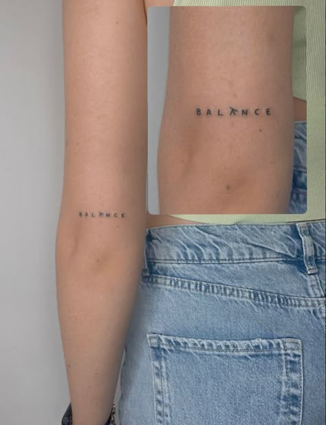 Eb And Flow Tattoo, Balance In Chaos Tattoo, Tattoos About Perspective, Tiny Text Tattoo, Tattoos That Represent Balance, Balance Tattoos For Women, Tattoo Ideas Balance, Tattoo Independent Woman, Independence Tattoo Woman