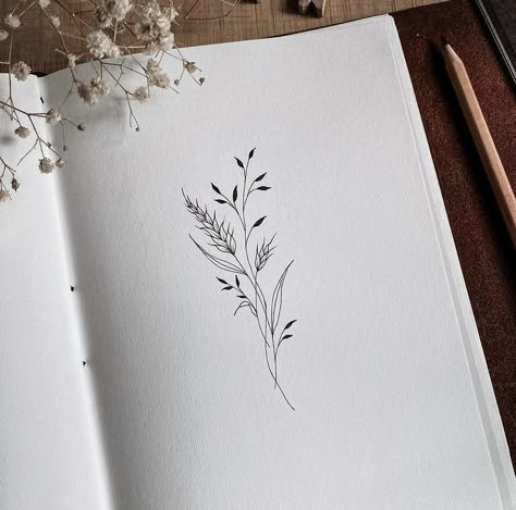 Simple Wheat Tattoo, Wheat Spine Tattoo, Wheatgrass Tattoo, Fine Line Wheat Tattoo, Wheat Grass Tattoo, Sweet Grass Tattoo, Sweetgrass Tattoo, Wheat Tattoos For Women, Tryzub Tattoo