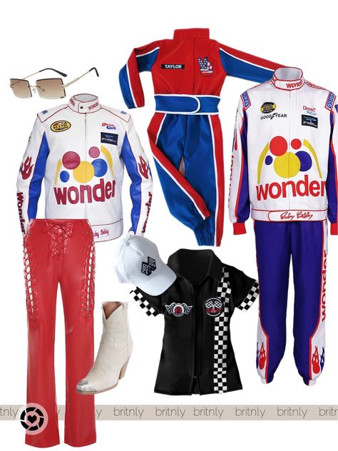 Ricky Bobby And Cal Couple Costume, Ricky Bobby Costume Women, Talladega Nights Costume Women, Ricky And Carly Bobby Costume, Carley Bobby Costume, Carly Bobby Costume, Ricky Bobby Couple Costume, Talladega Nights Costume Couple, Ricky Bobby Wife Costume