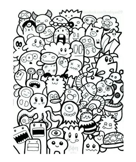 Relax With These 3,700+ Free, Printable Coloring Pages for Adults Monster Drawings, Doodle Art Posters, Doodle Art For Beginners, Adult Coloring Books Printables, Arte Doodle, Doodle Art Drawing, Free Adult Coloring Pages, Printable Adult Coloring Pages, Cute Doodle Art