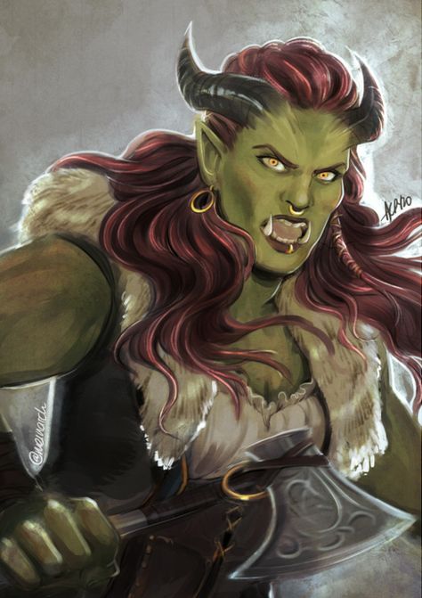 Female Half Orc, Tiefling Female, Female Orc, Half Orc, The Heist, Character And Setting, Fiction Idea, Fantasy Races, Concept Art Character