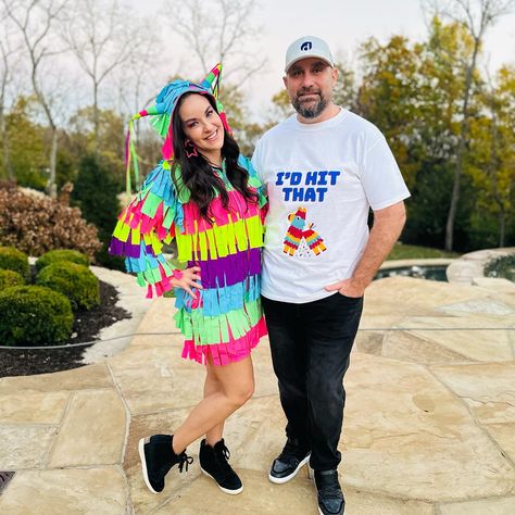 Piñata Couples Costume, Piñata Costume, Pinata Halloween Costume, Costume Party Outfit, Front Zipper Dress, Funny Couple Halloween Costumes, Diy Costumes Women, Halloween Costumes For Women, Tipsy Elves