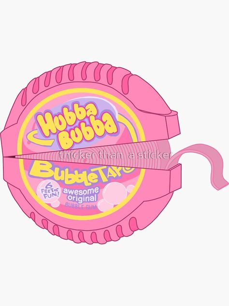 "Hubba Bubba Gum Tape" Sticker by XamXam00 | Redbubble Hubba Bubba Drawing, Bubble Gum Tattoo, Bubble Gum Drawing, Bubble Gum Illustration, Gum Tattoo, Hubba Bubba Gum, Gum Drawing, Big Babol, Bubble Tattoo