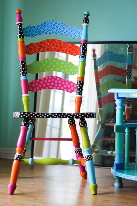 PolkaDotChair Teacher Chair, Construction Room, Crochet Chair, Teacher Chairs, Hand Painted Chairs, Whimsical Painted Furniture, Polka Dot Chair, Whimsical Furniture, Painted Chair