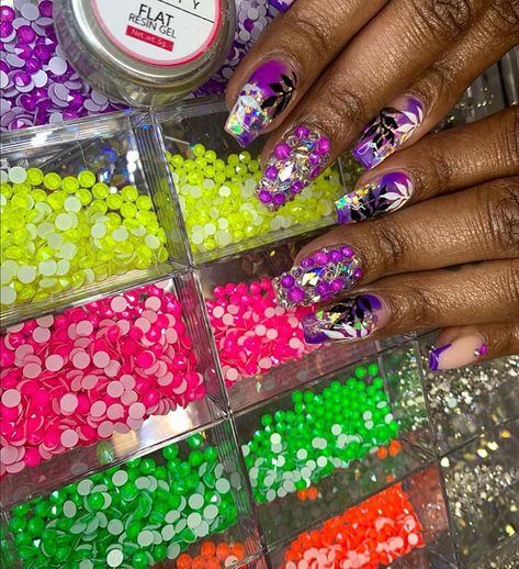 #swarovskicrystals #glowinthedarkcrystals #neoncrystals #swarovskineon #flatbackcrystals #rhinestone #rhinestones #swarovksinails #swarovskineon #swarovskirhinestone #nonhotfixcrystals Acrylic Nail Set, Ballerina Nails, Hot Fix, Nail Pro, French Tip Nails, Pink Rhinestones, Uv Light, Nails On Fleek, Art And Design