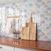 Back Splashes, Stick Tile Backsplash, Peel And Stick Backsplash, Tiles For Bathroom, Pink Sheets, Stick Backsplash, Pink Fish, Peel N Stick Backsplash, Tile Stickers