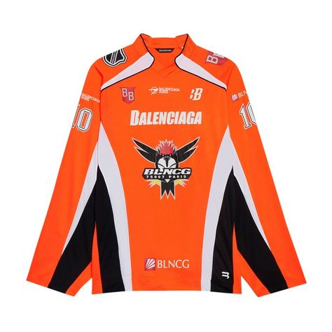 Balenciaga Long-Sleeve Hockey Shirt 'Fluorescent Orange/White/Black' | GOAT Motivational Tattoos, Balenciaga Fashion, Fluorescent Orange, Sport Jersey, Balenciaga Women, Tshirt Design Men, Hockey Shirts, Orange T Shirts, Mood Board Fashion