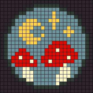 Alpha pattern #105489 variation #221073 | BraceletBook Mushroom Pixel Pattern, Mushroom Tapestry Crochet Pattern, Groovy Pixel Art, Perler Bead Mushroom Pattern, Free Alpha Patterns Crochet, Mushroom Grid Pattern, Mushroom Cross Stitch Pattern Free, Pixel Art Without Black, Cottagecore Alpha Pattern