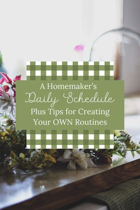 Click now to check out this real life example of a homemakers daily schedule, plus tips for creating your own effective homemaking routines! Homesteading Daily Schedule, Homestead Schedule Daily, Pioneer Lifestyle, Homemaking Inspiration, Routine Schedule Template, Daily Routine Schedule Template, My Daily Schedule, Homemaking Schedule, Family Routine