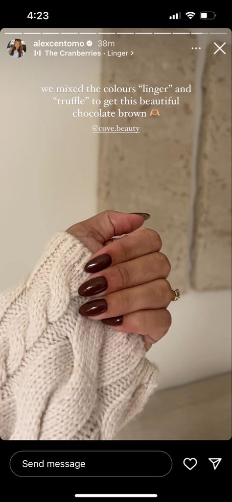 Dark Brown Nails Almond, Chocolate Brown Almond Nails, Chocolate Milk Nails, Deep Brown Nails, Dark Chocolate Nails, Brown Almond Nails, Chocolate Brown Nails, Dark Brown Nails, Dark Color Nails