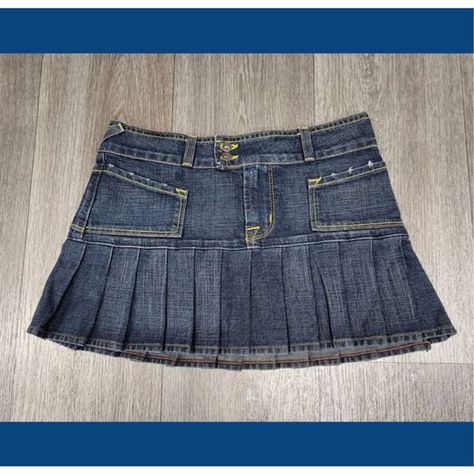 Von Dutch Skirt, Denim Pleated Mini Skirt, Mini Skirt Pleated, Clothes Upcycle, Pleated Denim Skirt, Tall Skirt, Blue Denim Mini Skirt, Tulle Midi Skirt, Micro Skirt