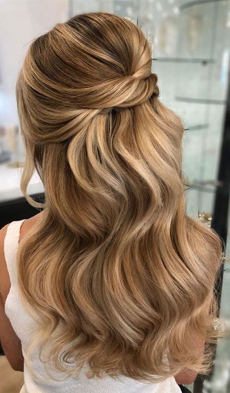 Lush Hair Extensions, Bridesmaid Hair Inspo, Bridal Hair Half Up, Bridal Hair Down, Wedding Hair Half, Bridesmaid Hair Makeup, Long Hair Wedding Styles, Wedding Hair Inspiration, Bridal Hair And Makeup