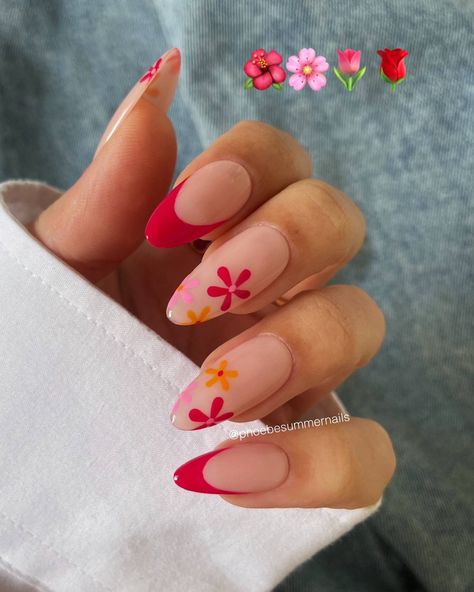 Boho Summer Nails Simple, Gel Nail Designs Easy Simple, Summer Nail 2024 Trends Almond, Summer Nail Inspo 2024 Almond, Summa Nails, Mix And Match Nails, Nails Round, Year Nails, Sunset Nails