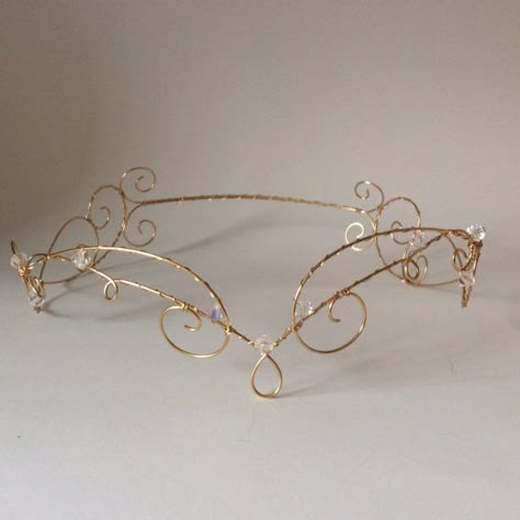 scrolls Diy Elvish Crown, Fairy Crown Aesthetic, Druid Accessories, Wire Fairy Crown, Forehead Crown, Wire Elf Crown Diy, Elven Diadem, Fairy Jewelry Tiara, Fairy Tiara