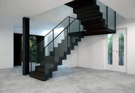 Internal Stairs, Black Staircase, Modern Staircases, Wooden Staircase Design, Architecture Restaurant, Black Stairs, Staircase Design Modern, Building Stairs, Glass Stairs