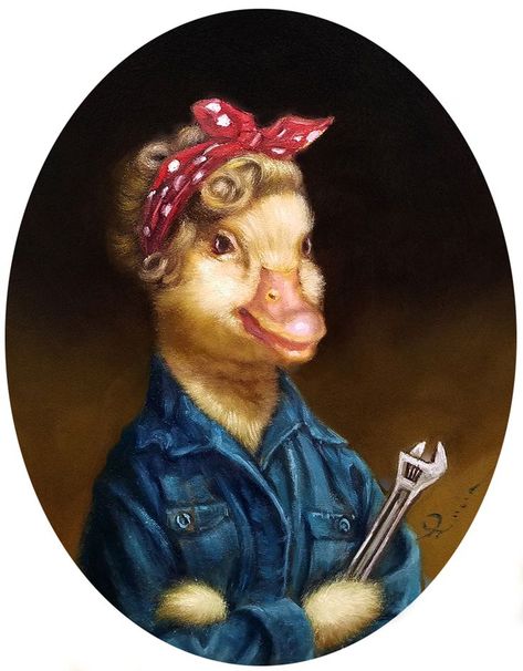 ROSIE BY LUCIA HEFFERNAN Lucky Ducky, Contemporary Realism, Lucia Heffernan, Cute Ducklings, Children Photography Poses, 6th Grade Art, Art Major, Cute Animal Illustration, Rosie The Riveter