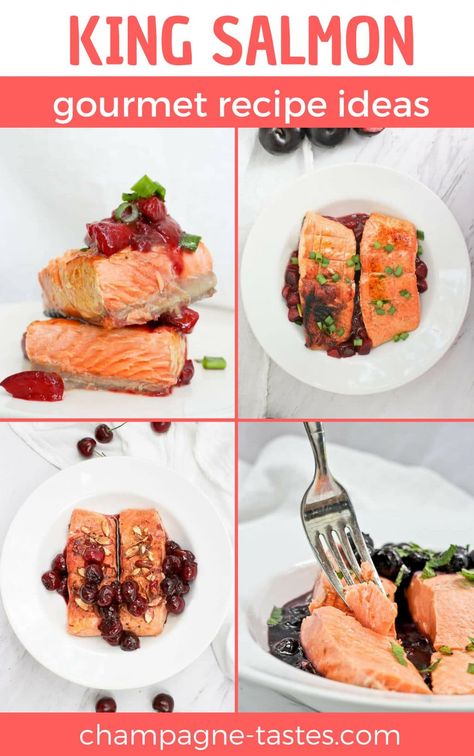 King salmon is the most luxurious type of salmon, and is perfect for a gourmet dinner.  Use these king salmon recipe ideas to help you prepare this premium fish! King Salmon Recipe, Salmon Recipe Ideas, Sea Foods, Salmon Steak, King Salmon, Gourmet Dinner, Champagne Taste, Fish Market, Foods Recipes