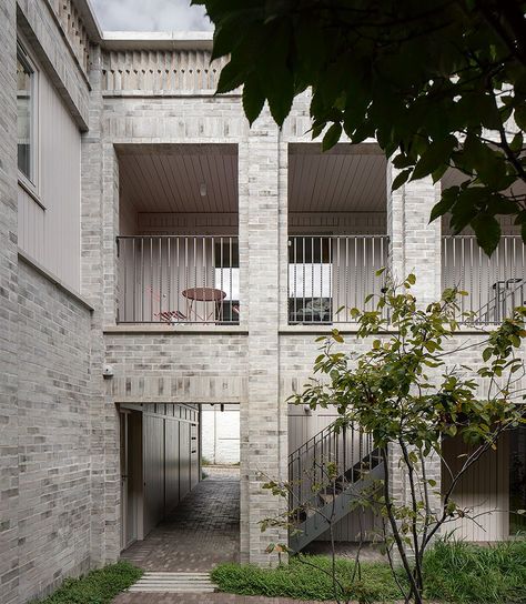 Sergison Bates’ Clapham courtyard homes shortlisted for 2023 Stirling Prize | RIBAJ Sergison Bates, Cast Iron Railings, Metal Workshop, Architectural Practice, The Cloisters, Iron Railing, Inner World, Courtyard House, Entrance Gates