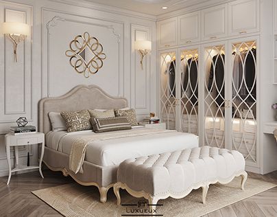 Neo Classic Master Room, Modern Classic Bedroom Master Suite, Neoclassic Bedroom Design, Classical Bed, Neo Classical Bedroom, New Classic Bedroom, Neoclassical Bedroom, Classical Bedroom, Bedroom Design Luxury