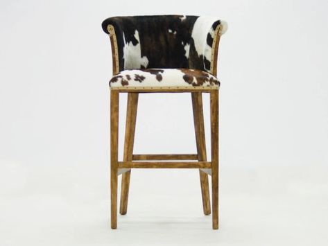 High cowhide stool with back with footrest CASINO ESSENCE | Cowhide stool by CREARTE COLLECTIONS Cowhide Stool, Cowhide Bar Stools, Stool With Back, Essence Collection, Stools With Backs, High Stool, Counter Chairs, Kitchen Reno, Cow Hide