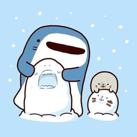 dO yOu wAnNa bUiLd a sNoWmAn Samezu Shark, Sea Puppies, Playing In The Snow, Cute Shark, Cute Posts, Cute Animal Drawings Kawaii, Amazing Drawings, Kawaii Doodles, Stray Dogs Anime