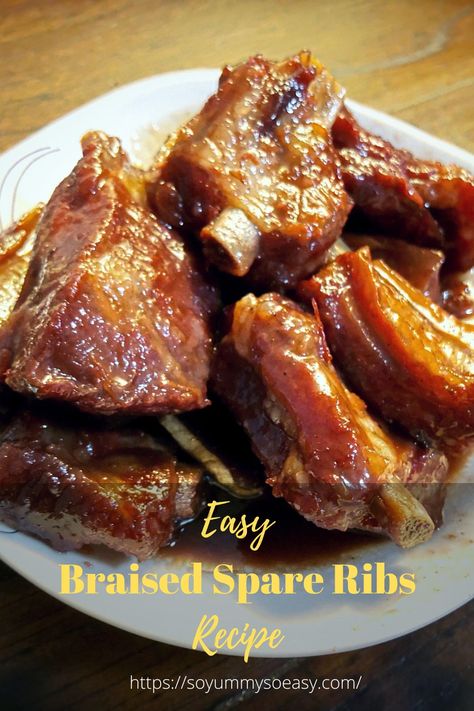 Easy Braised Spare Ribs Recipe Braised Spare Ribs Recipe, Braised Spare Ribs, Sweet And Sour Spareribs, Pork Short Ribs, Pork Spare Ribs Recipe, Spare Ribs Recipe, Pork Riblets, Riblets Recipe, Spareribs Recipe