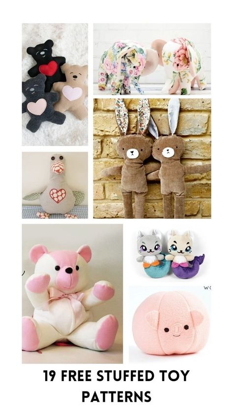 Looking for soft toy patterns ideas? Discover this collection of adorable and free toy patterns, perfect for sewing stuffed animals and gifts for kids! With options like a teddy bear sewing pattern, free bunny patterns printable, and even a dragon sewing pattern, you’ll find easy soft toys to make for all ages. These beginner sewing projects make great Christmas sewing projects or DIY soft toys for special occasions. Start creating amazing crafts and gifts with these fun fabric animal patterns! Easy Small Stuffed Animal Patterns, Making Stuffed Animals From Old Clothes, Cute Sewing Projects Stuffed Animals Easy, Soft Toy Making Ideas, Fabric Toy Patterns Free Sewing, Sewn Toys Patterns, Pattern For Stuffed Animals Free, Fabric Stuffed Animals Pattern, Free Stuffy Patterns Sewing