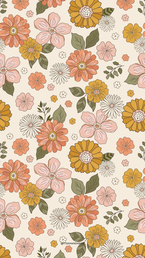 Floral Background Wallpapers, Boho Aesthetic Wallpaper, Floral Desktop Wallpaper, Pink And Orange Flowers Wallpaper, Groovy Spring Wallpaper, Pink And Yellow Flowers Wallpaper, Boho Wallpaper Iphone, Groovy Flower Pattern, Groovy Flowers Background