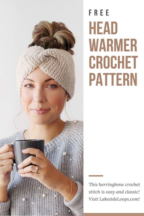 Crochet Ear Warmer Free Pattern, Herringbone Crochet, Modern Haken, Crochet Ear Warmer Pattern, Crochet Headband Free, Head Warmer, Crochet Twist, Modern Crochet Patterns, Crochet Headband Pattern