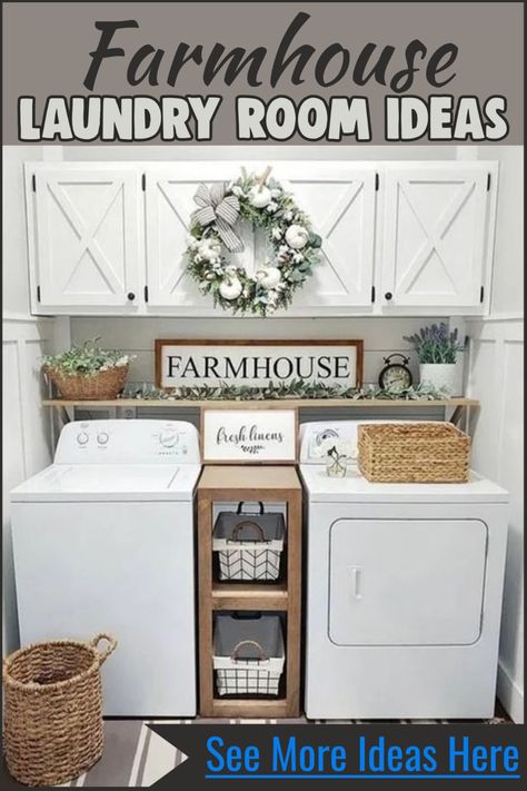 Farmhouse Decor: A simple and cheap way to give your small laundry room a rustic farmhouse feel is with throw rugs on the floor. Laundry room rugs can not only add splashes of color that tie in with your farmhouse theme, but can also add comfort to an area where you might need to stand for extended periods of time.  #vases #etsysellers #forsalebyartist #flowerpot #farmhouse #laundryroom Tiny Laundry Room, Farmhouse Laundry Room Ideas, Rustic Remodel, Small Laundry Room Ideas, Tiny Laundry, Diy Farmhouse Ideas, Diy Farmhouse Decoration, Diy Home Decor For Apartments, Tiny Laundry Rooms