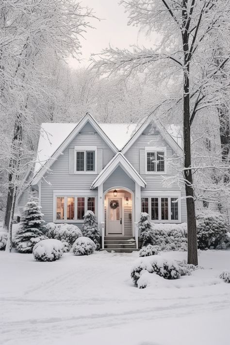 Winter Bungalow, Bloxburg Winter House, Bloxburg Neighborhood, Christmas Inn, Winter Houses, Winter House Exterior, Architecture Design Ideas, Minimal Decor, Cottage Living