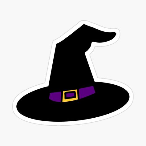 Witch Hat Sticker, Witch Hat Halloween Decor, Witch Hat Art, Witch Hat Drawing, Witch Purple, Witch Stickers, Boo Basket, Witch Hats, Hat Print